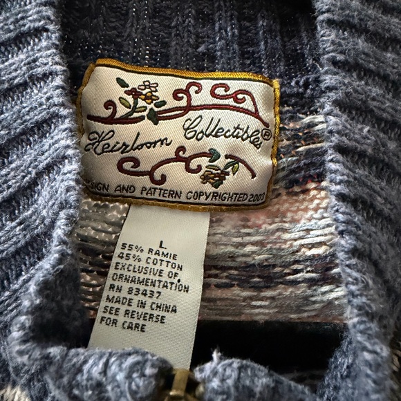 Vintage patterned zip sweater jacket/cardigan - Picture 2 of 6